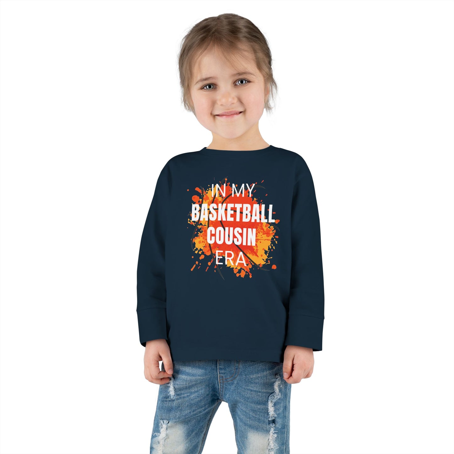 In My Basketball Cousin Era Toddler Long Sleeve Tee