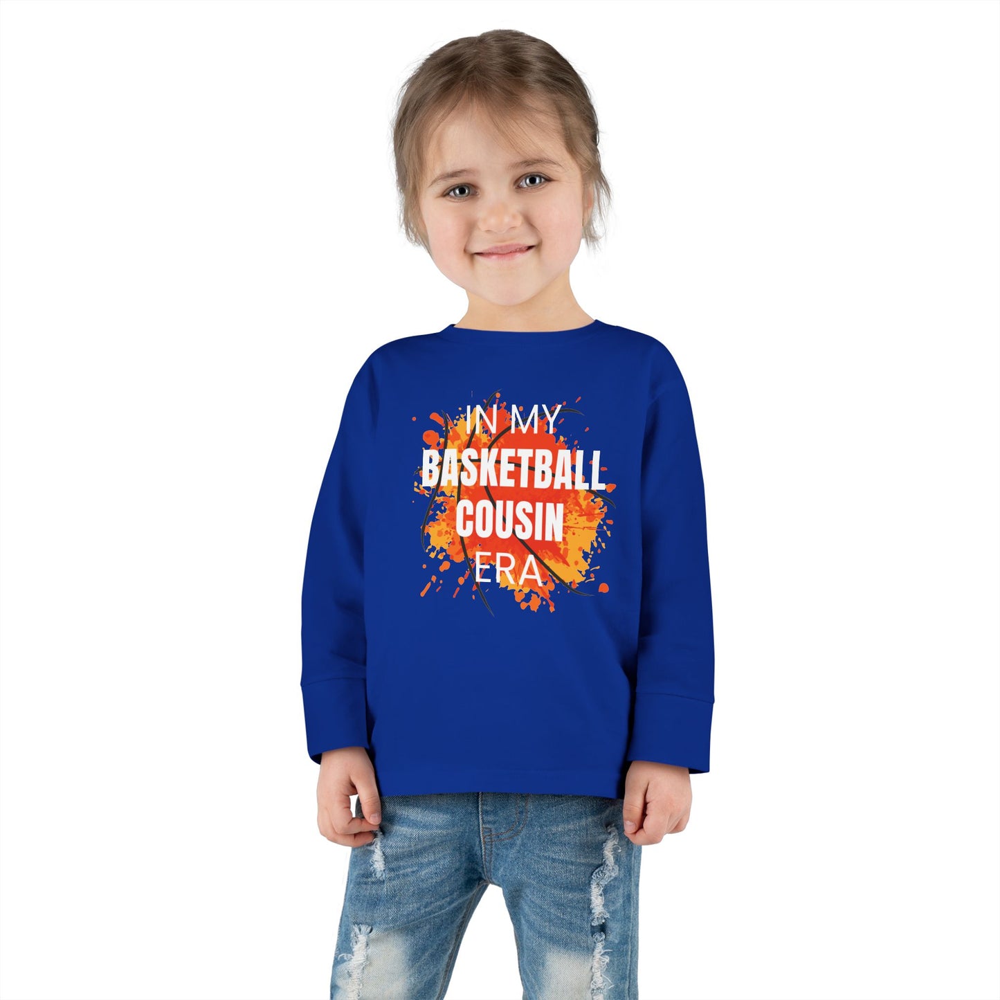 In My Basketball Cousin Era Toddler Long Sleeve Tee